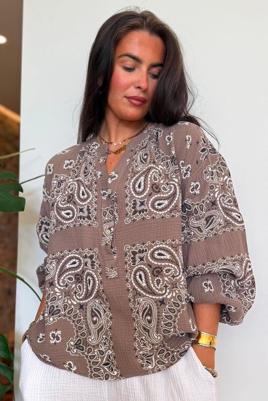 Ole Bubble Cotton Bandana Laurie Blouse Earth